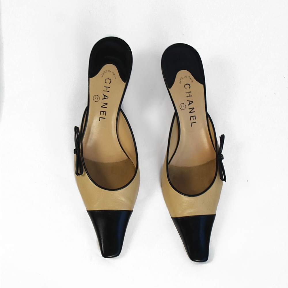 Chanel Leather Bow Mules